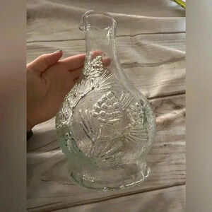 Tiara Glassware Ponderosa Pine Carafe 9" Pitcher 48 oz Decanter Vtg